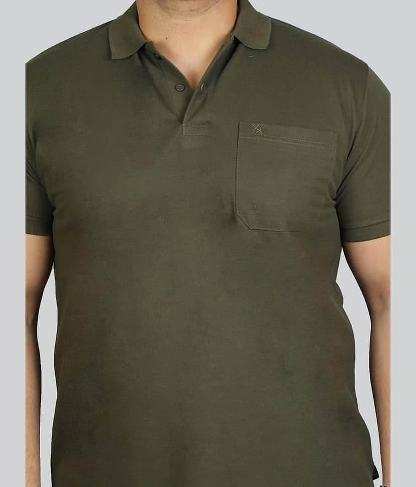 Xmex Pack of 1 Cotton Blend Regular Fit Solid Half Sleeves Men's Polo T Shirt ( Mustard ) view 2