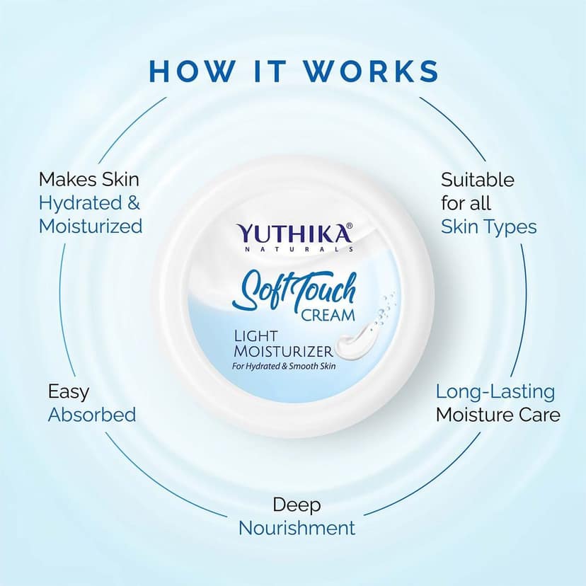 Yuthika SoftTouch Moisturizer for Face, Body, Hand, Dry Skin Moisturizer for Winter, Instant Hydration Cream (100ml) view 7
