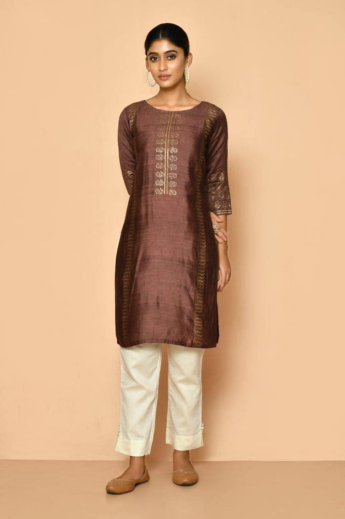 Jasper Handloom cotton silk kurta for women view 3