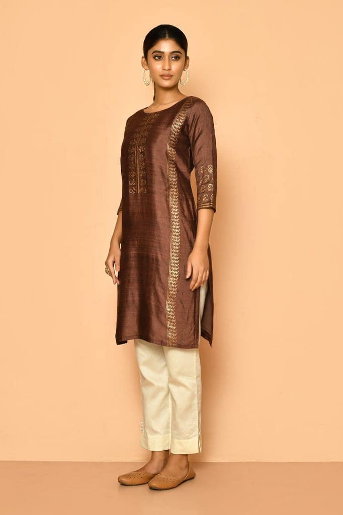 Jasper Handloom cotton silk kurta for women view 4