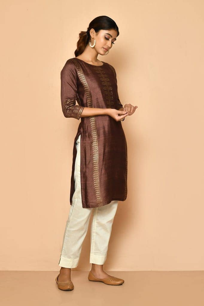 Jasper Handloom cotton silk kurta for women view 5