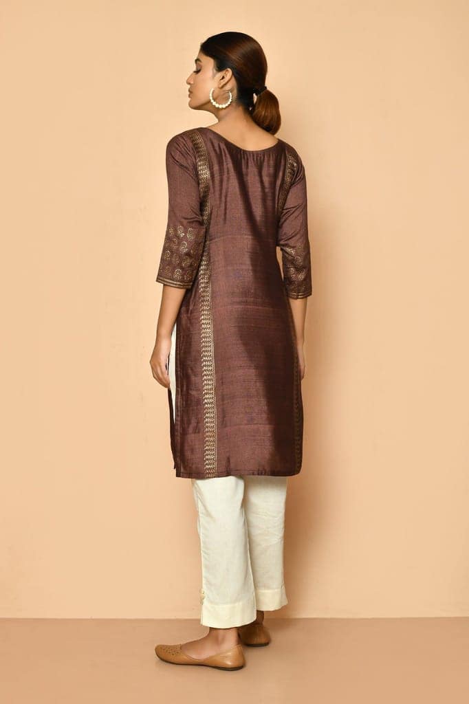 Jasper Handloom cotton silk kurta for women view 7