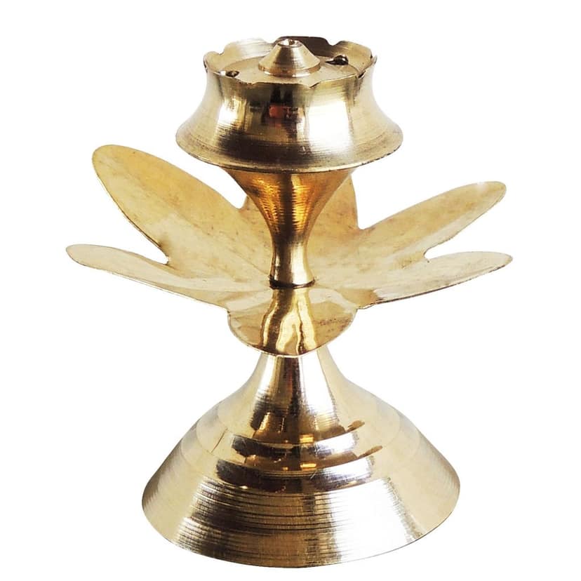 Brass Kamal Patta Agarbatti Stand No. 5, Height : 2.4 Inch (ZMAS147 D) view 3