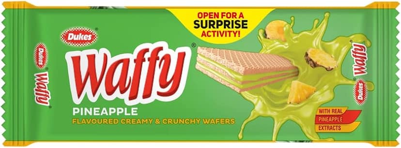 Dukes Waffy Wafers - Pineapple Flavoured, Creamy & Crunchy, 60 g