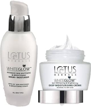Lotus Herbals Whiteglow Deep Moisturising Cream 60g , Intensive Serum 30ml (Pack of 2)