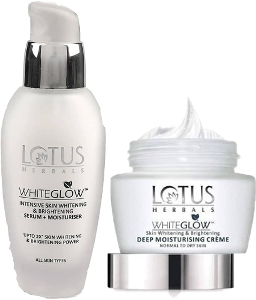 Lotus Herbals Whiteglow Deep Moisturising Cream 60g , Intensive Serum 30ml (Pack of 2)