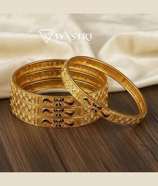 VIVASTRI Gold Bangle Set ( Pack of 4 )