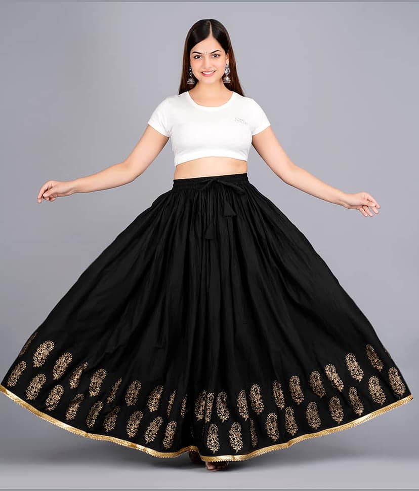 FABRR - Black Cotton Women's A-Line Skirt ( Pack of 1 )