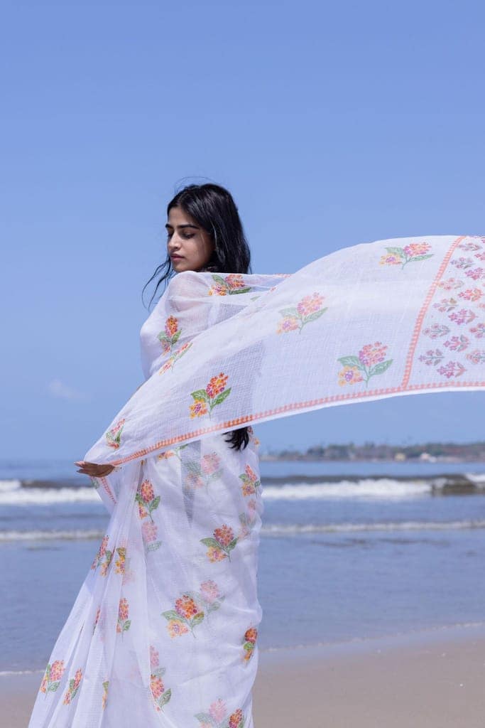 Kaisori Bagh Mogra Kota blockprinted silk cotton saree view 3