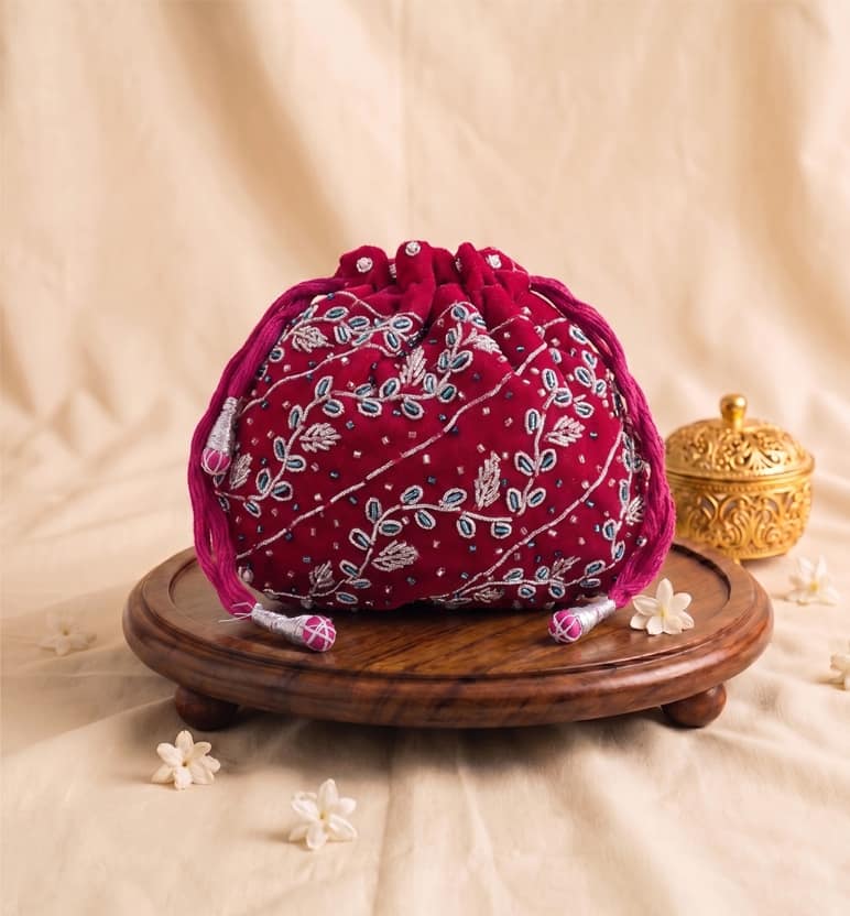 Handcrafted Zari Zardozi Velvet Batua