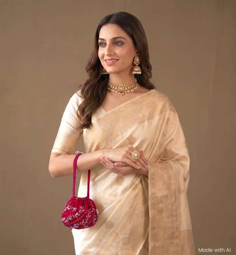 Handcrafted Zari Zardozi Velvet Batua view 2