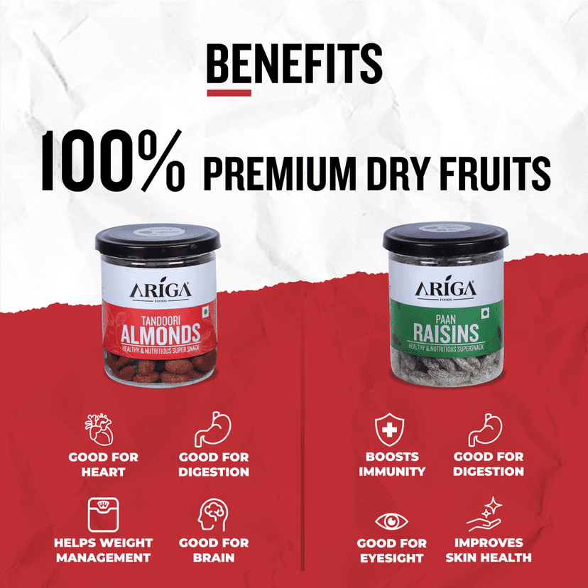 Ariga Foods Tandoori California Almonds 200g and Paan Raisins 250g | Dry Fruits Combo (450g) view 4