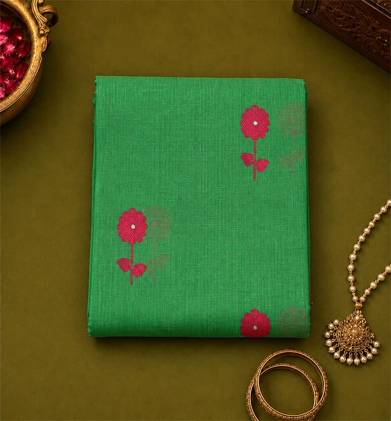 Handloom Chanderi Silk By Mercerized Cotton Saree