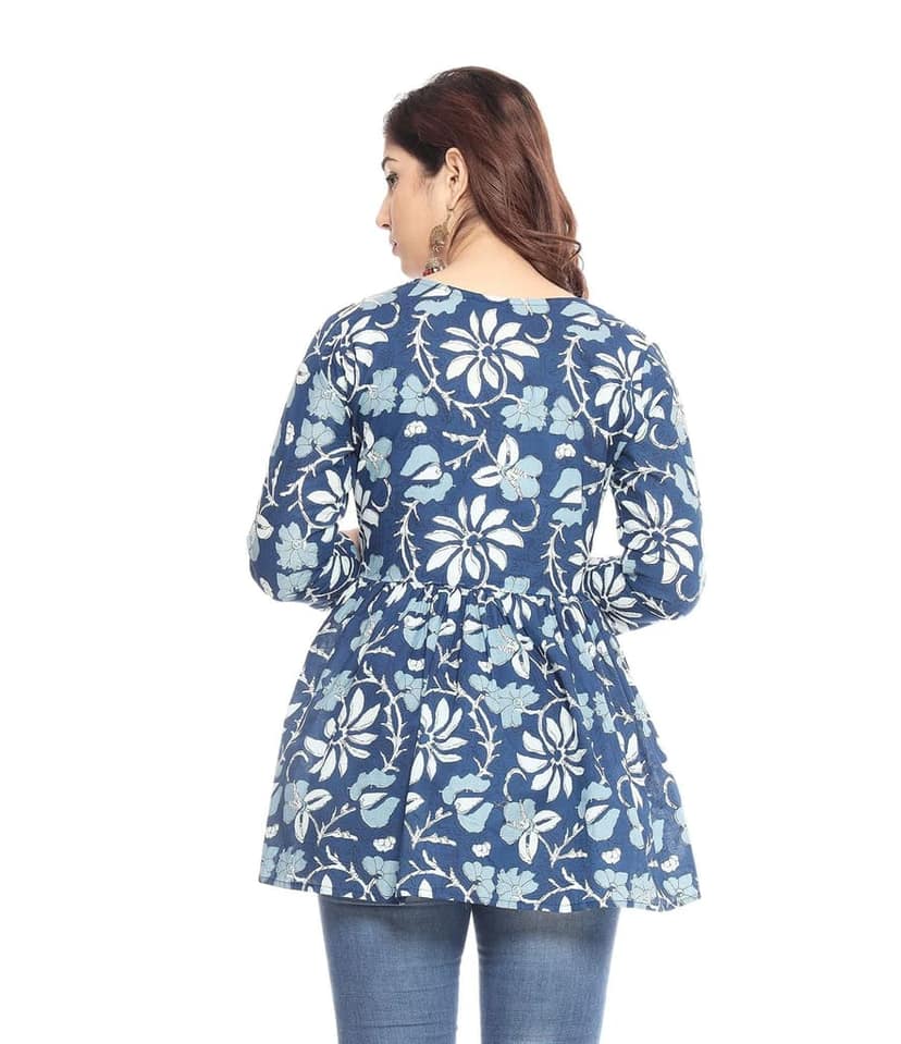 MANMAYEE Women's Cotton Floral Print Top | Latest Trendy Short Tunic Tops view 4