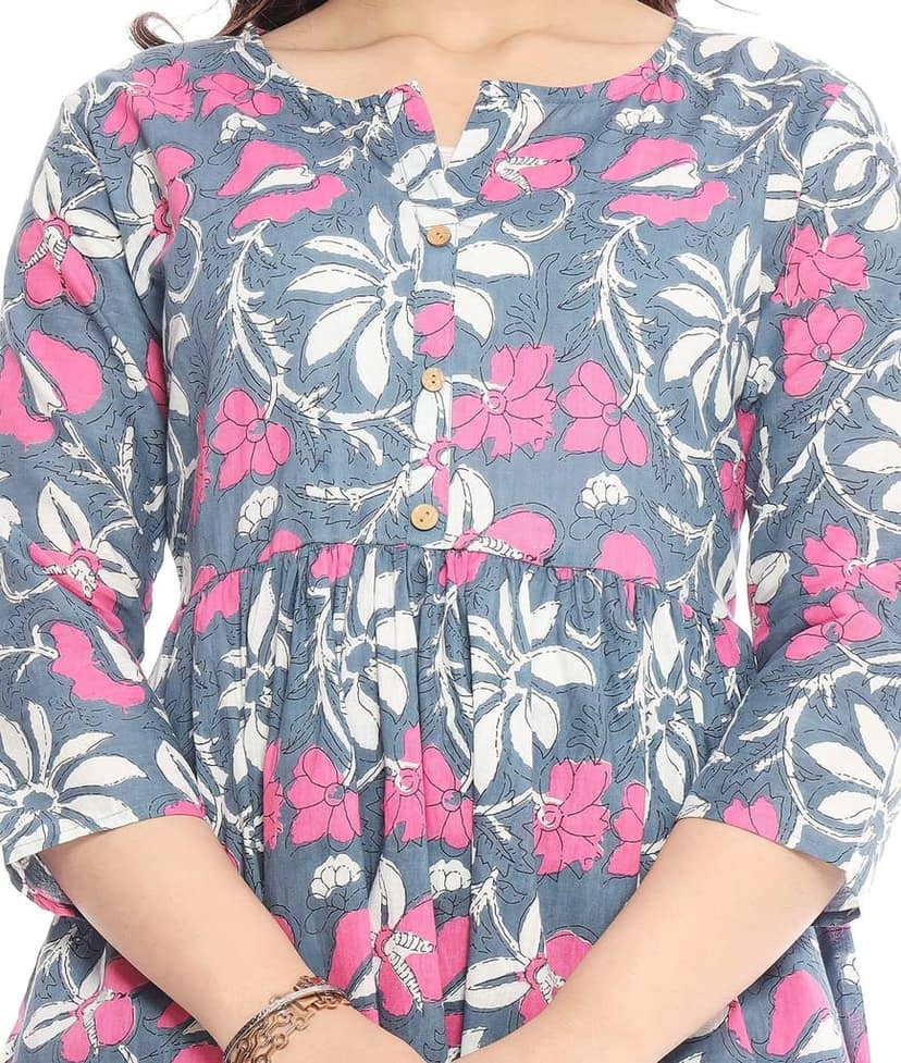 MANMAYEE Women's Cotton Floral Print Top | Latest Trendy Short Tunic Tops view 8