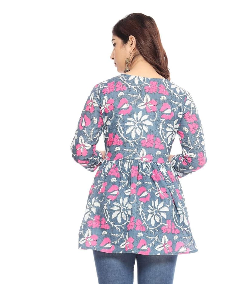 MANMAYEE Women's Cotton Floral Print Top | Latest Trendy Short Tunic Tops view 9