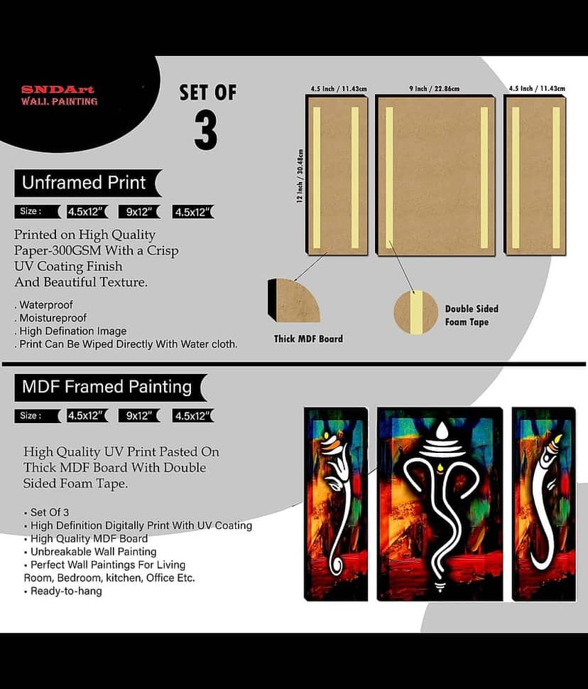 SNDArt MDF Multicolour Photo Frame Sets No. of Pieces- 3 view 2