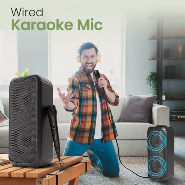 Portronics Rumble 25W Portable Bluetooth Speaker, Wired karaoke Mic view 3