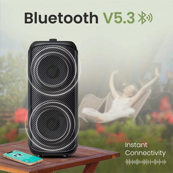 Portronics Rumble 25W Portable Bluetooth Speaker, Wired karaoke Mic view 4