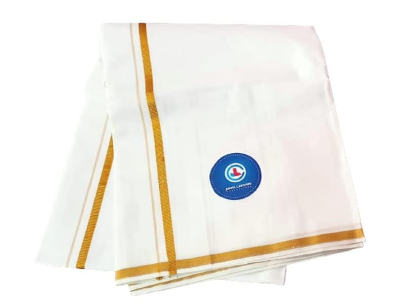 Jinka Lakshmi Collections Handloom Cotton White Dhoti 4 Meters Unstitched Pack of 2 (Multicolor-7) view 7
