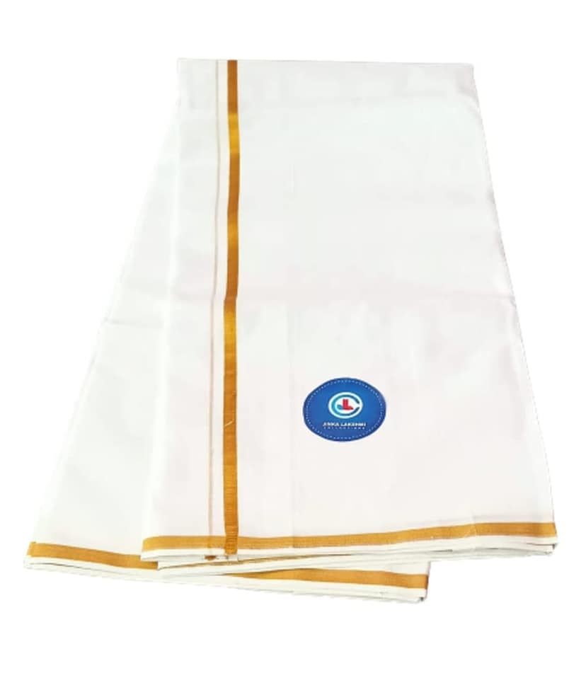 Jinka Lakshmi Collections Handloom Cotton White Dhoti 4 Meters Unstitched Pack of 2 (Multicolor-7) view 9