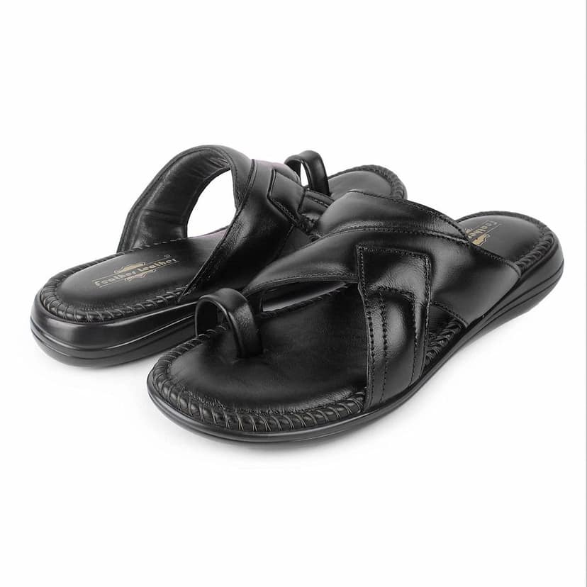 FEATHER LEATHER Genuine Leather Men's Flip-Flops Casual Slippers/Sandals for Office or Daily Use Outdoor/Indoor view 6