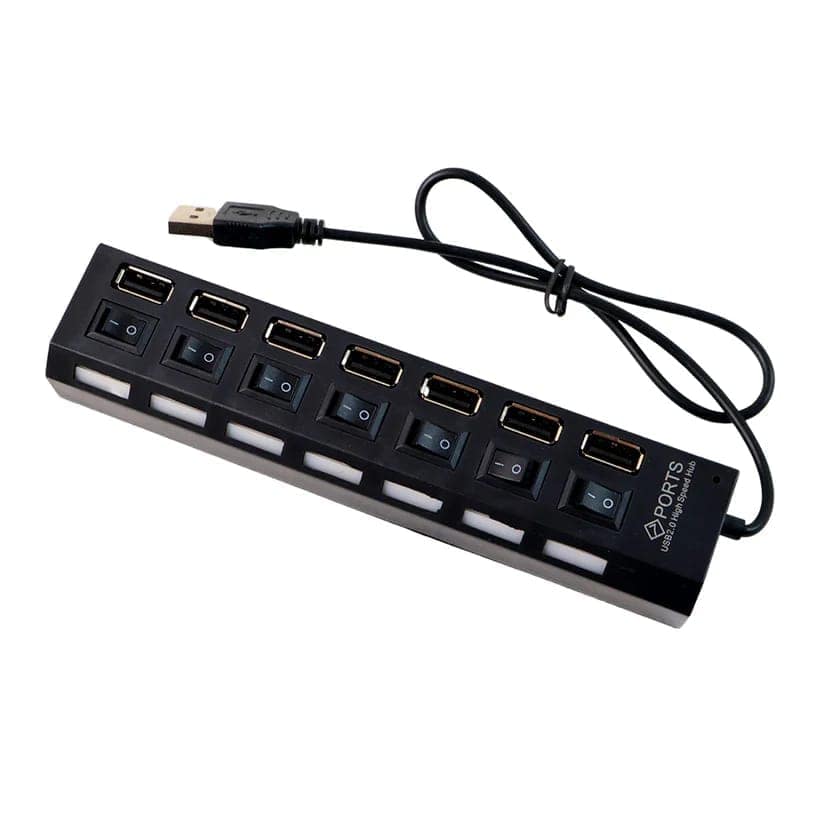 USB Splitter Multi Port USB 2.0 Hub, 7 Port with Independent On/Off Switch and LED Indicators USB A Port Data Hub, Suitable for PC Computer Keyboard Laptop Mobile HDD, Flash Drive Etc view 4
