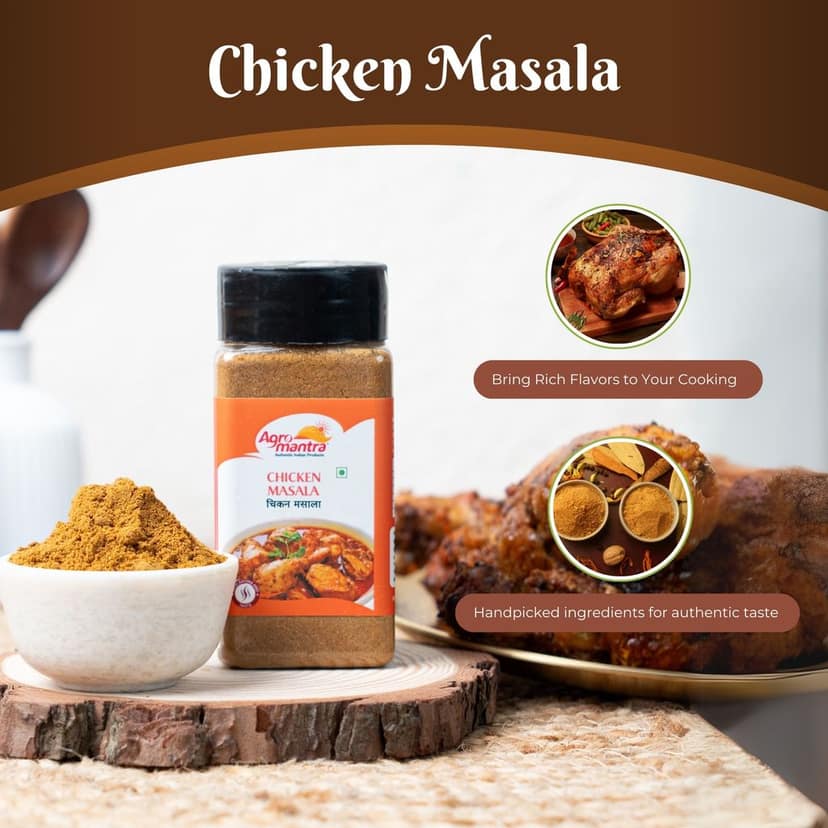 Agro Mantra Chicken Masala 100g | Authentic Indian Spice Blend | Ideal for Curries, Tandoori, & Biryani | Rich Flavor & Aroma | Handpicked Ingredients | Fresh & Preservative-Safe | Ready-to-Cook Indian Curry view 3