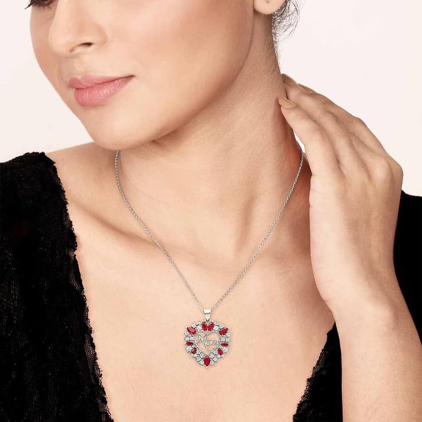 Silver Mom’s Heart Pendant with Chain view 2