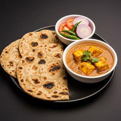 2 Tandoor Rotis With Paneer Kolhapuri