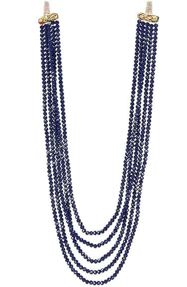 Manbhar Gems - Semi Precious Crystal Gemstone Beads Five Layer Necklace For Girl and Women Round Faceted Beaded Mala Fashion Jewellery