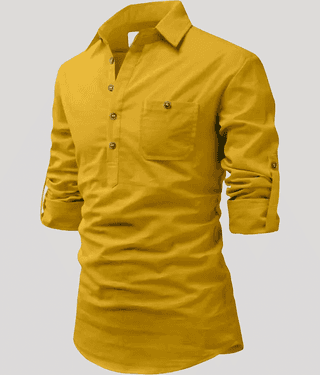 Life Roads Beige Cotton Men's Shirt Style Kurta ( Pack of 1 )