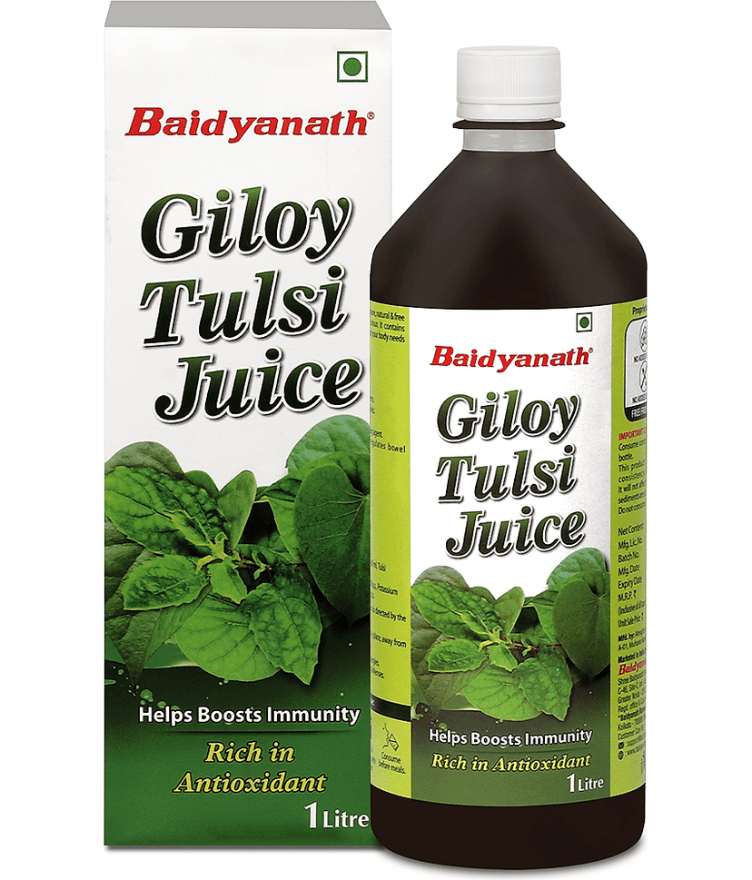 Baidyanath Giloy Tulsi Juice For Immunity and Digestion No Added Sugar Colour or Flavour 1L (Pack of 1)