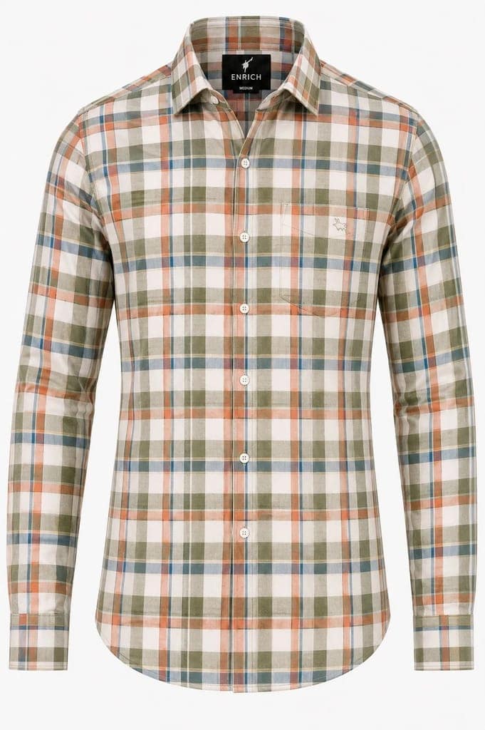 Enrich Fashion Factory Men's White & Black multicolour Checkered Casual Shirt view 2