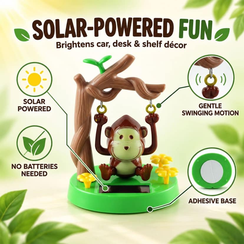 Solar Dancing Monkey Swing Decor for Car Dashboard, Desk and Shelf (1 Pc) view 2