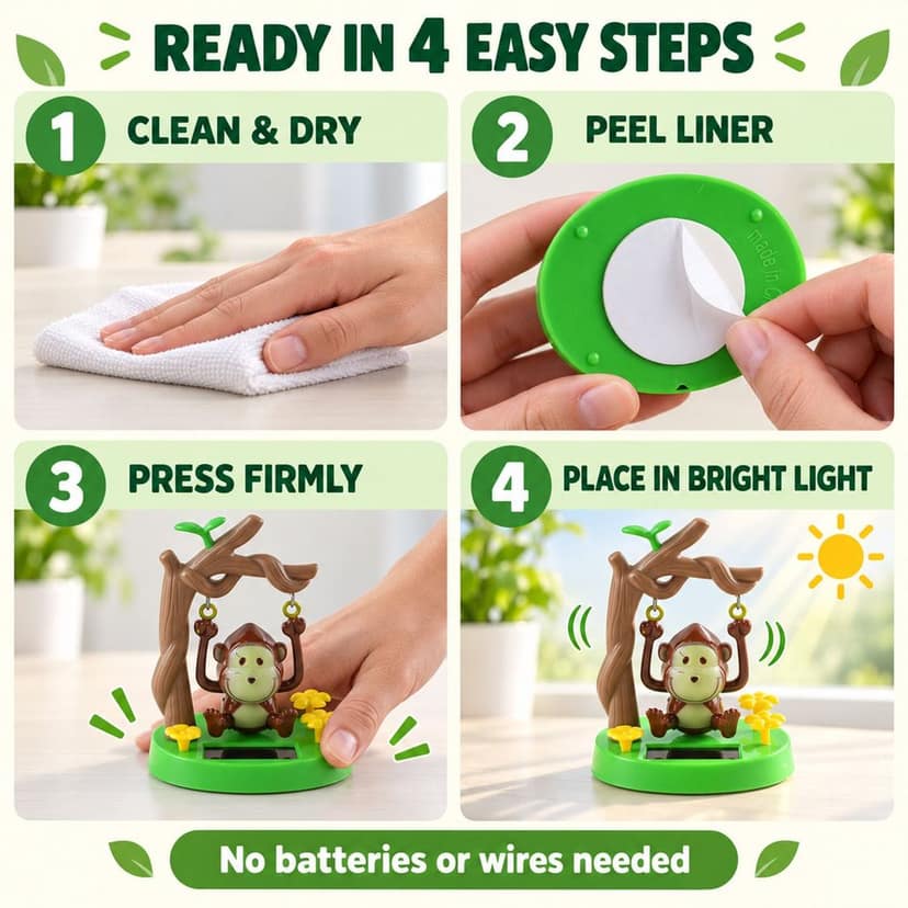 Solar Dancing Monkey Swing Decor for Car Dashboard, Desk and Shelf (1 Pc) view 3