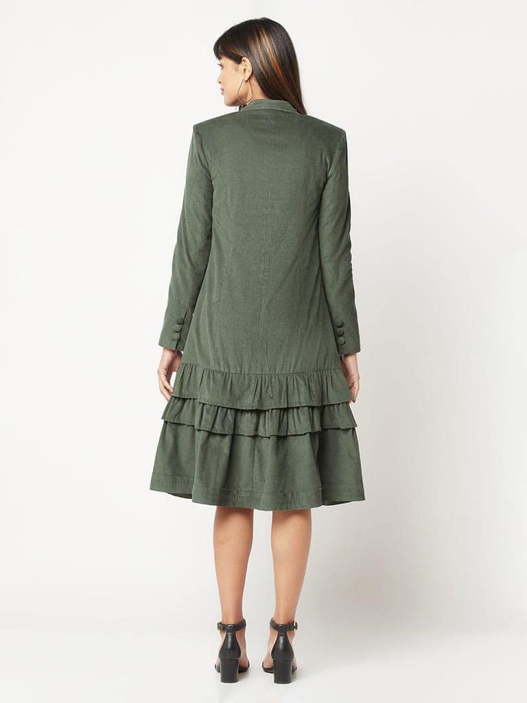 Deep Green Corduroy Dress view 7