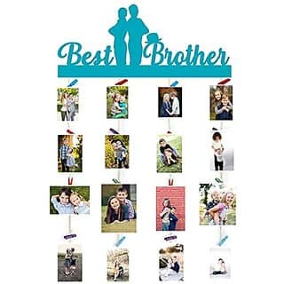 Khush Its Amazing Home Decor Wood Navy Blue Best Ever Brother Picture Photo Frame for Wall Decor Photos Artworks Prints Multi Pictures Organizer & Hanging Display Frames with Wood Clips view 2