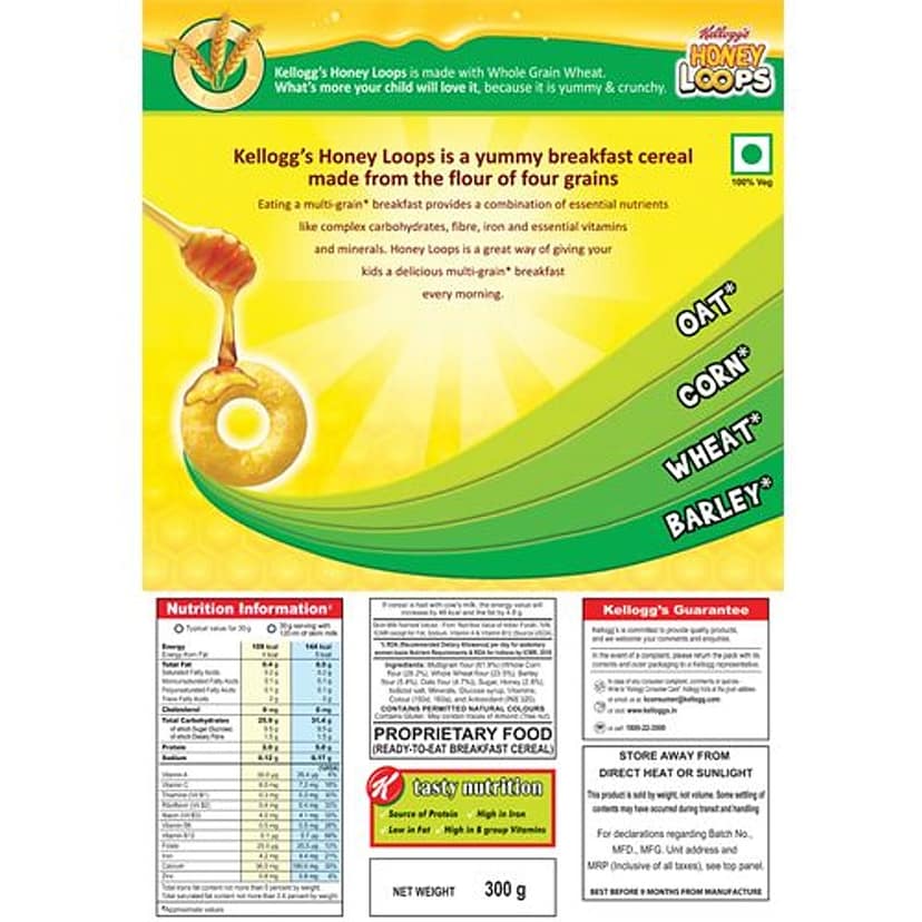 Kelloggs Honey Loops, 300 G Carton view 2