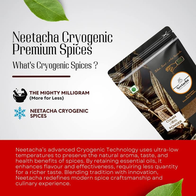 NEETACHA ENTERPRISES LLP Premium Cryogenic Cumin (Zeera) Powder I 100g I @ 35% reduced consumption I Rich in Aroma & Taste | No Artificial flavors or Coloring view 7