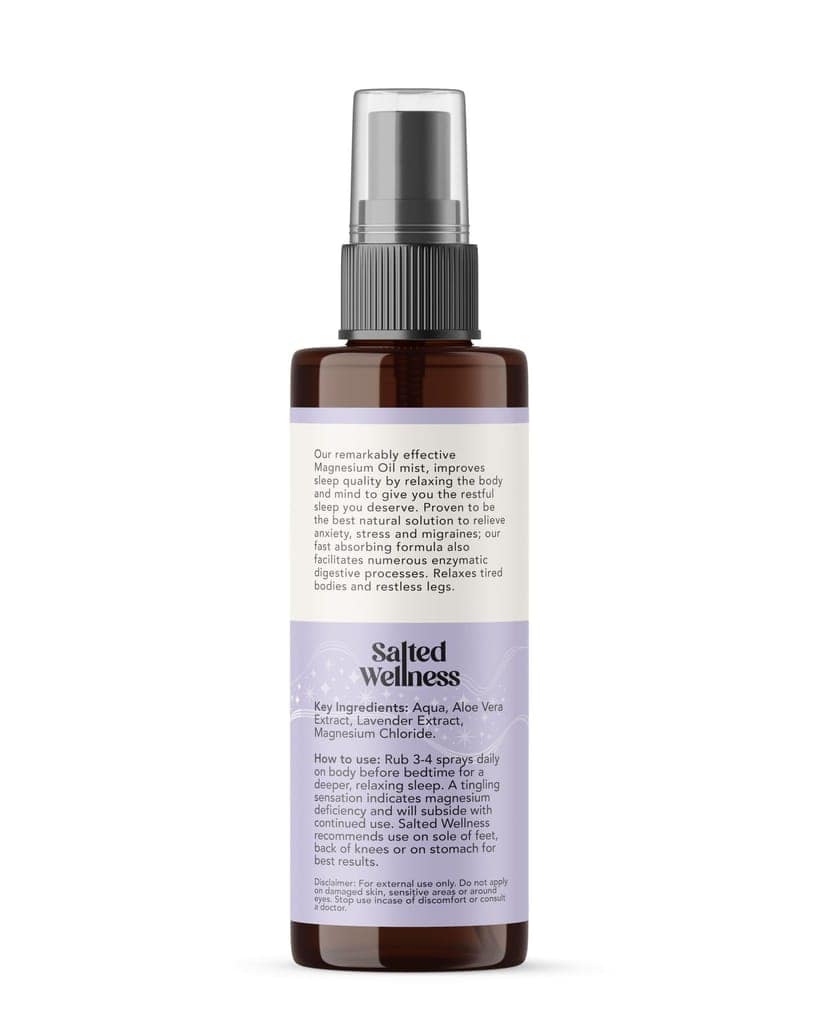 Magnesium Oil Sleep Body Mist 40% | Natural Magnesium Chloride Spray for Muscle Relaxation, Stress Relief & Better Sleep | Post Workout & Night Use | 100ml | Salted Wellness by Thrpy & Thrpy view 3