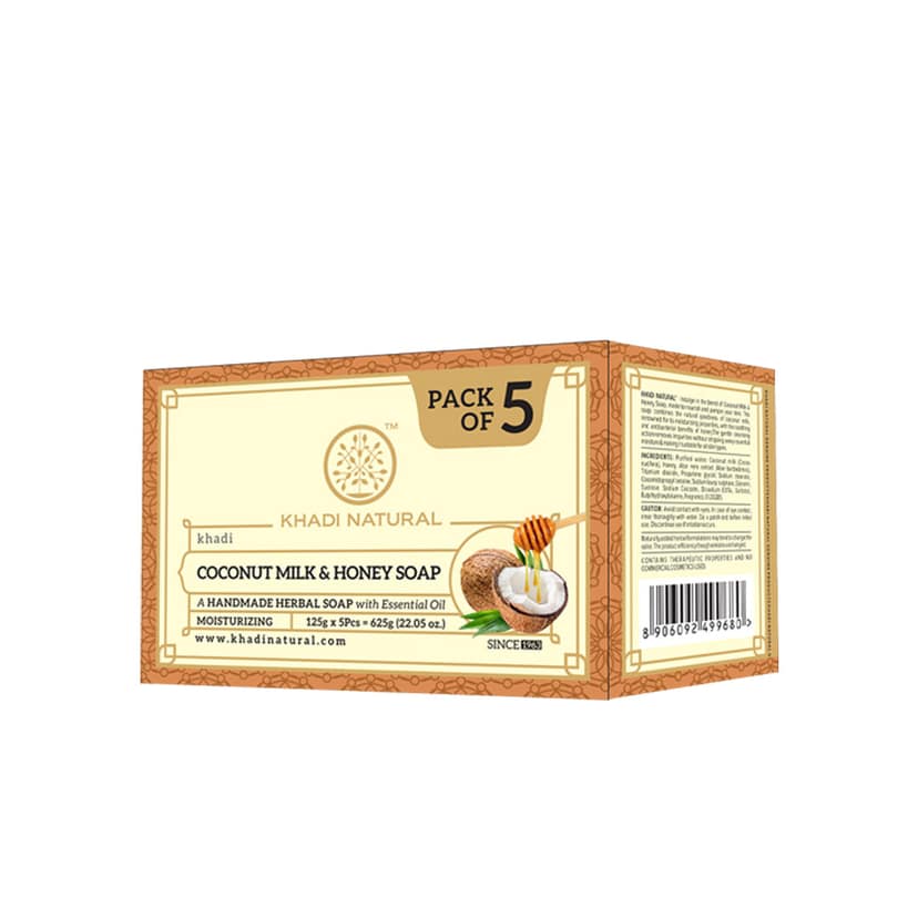 Khadi Natural Herbal Coconut Milk & Honey Soap Combo Pack Of 5 – 125gm Each view 2