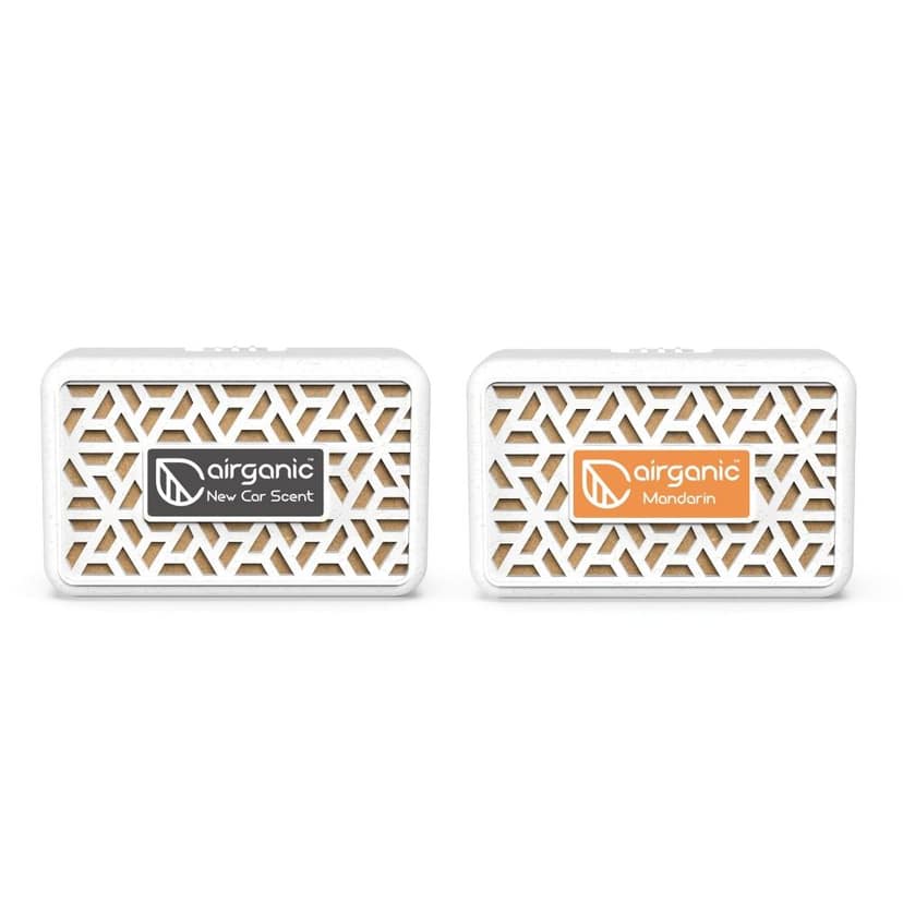 Airganic Aroma Car AC Vent Combo kit -New Car Scent & Mandarin | Spill Proof | Car Air Freshener