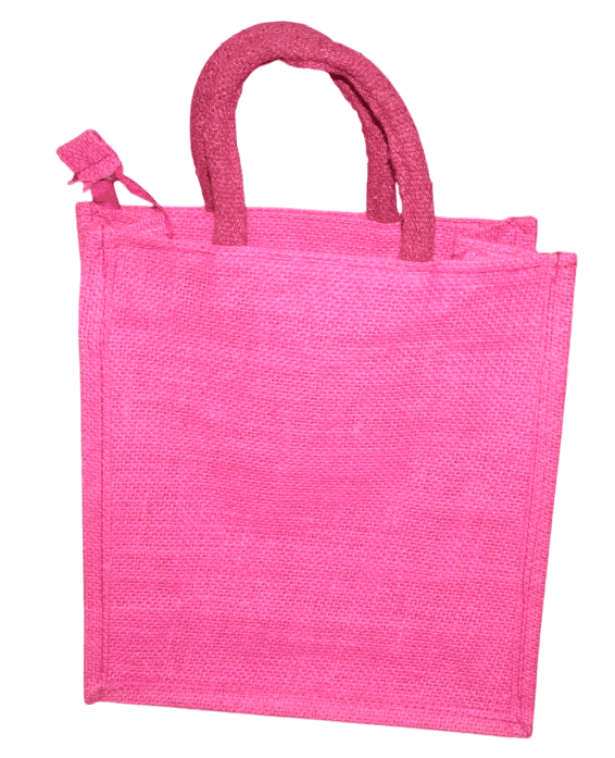 Pink Jute Handbag with Lace Trim - Stylish & Eco-Friendly Tote view 2