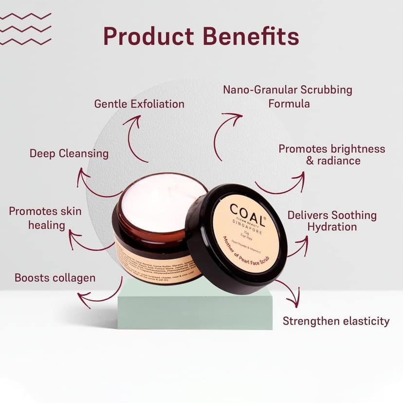 COAL Clean Beauty Mother of Pearl Face Scrub with Pearl Powder & Vitamin E | Exfoliates, Removes Dead Skin & Renews| Women | All Skin Types | 15g view 3