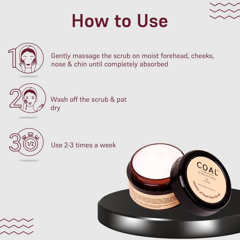 COAL Clean Beauty Mother of Pearl Face Scrub with Pearl Powder & Vitamin E | Exfoliates, Removes Dead Skin & Renews| Women | All Skin Types | 15g view 4