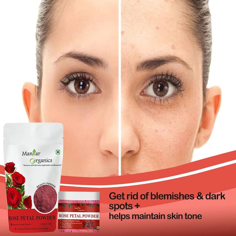 ManHar Organics Rose Petal Powder 500gm | Pure & Natural | For Glowing Skin, Face Packs & Hair Care | No Additives | Herbal Beauty Ingredient view 4