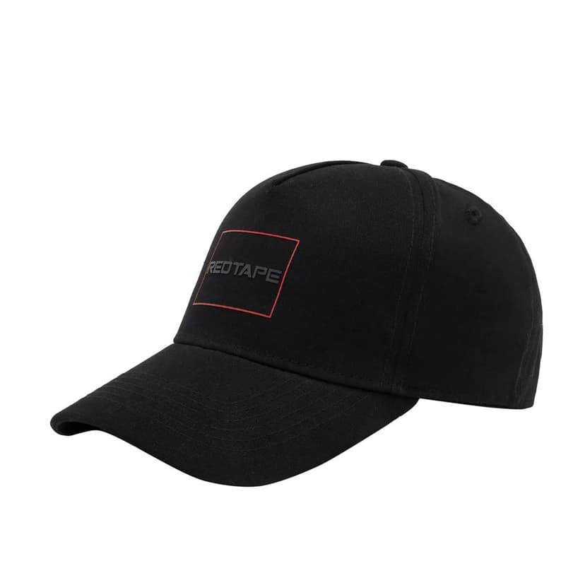 Red Tape Cotton Blend Hd Print Baseball Cap For Men | Adjustable Strap | Sports Cap Black view 5