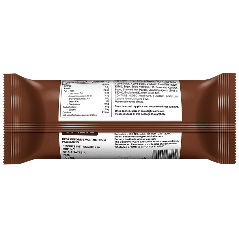 Unibic Cookies - Choco Chip, 75 G Pouch view 2