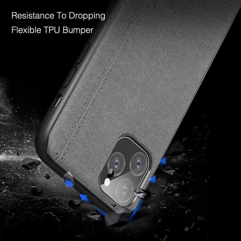 Memumi Wise Series Leather Back Cover for Apple iPhone 11 Pro Silicone Gel, Shockproof-Grey (5.8") view 5
